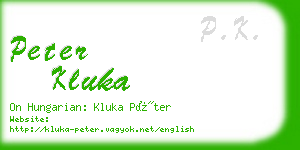 peter kluka business card